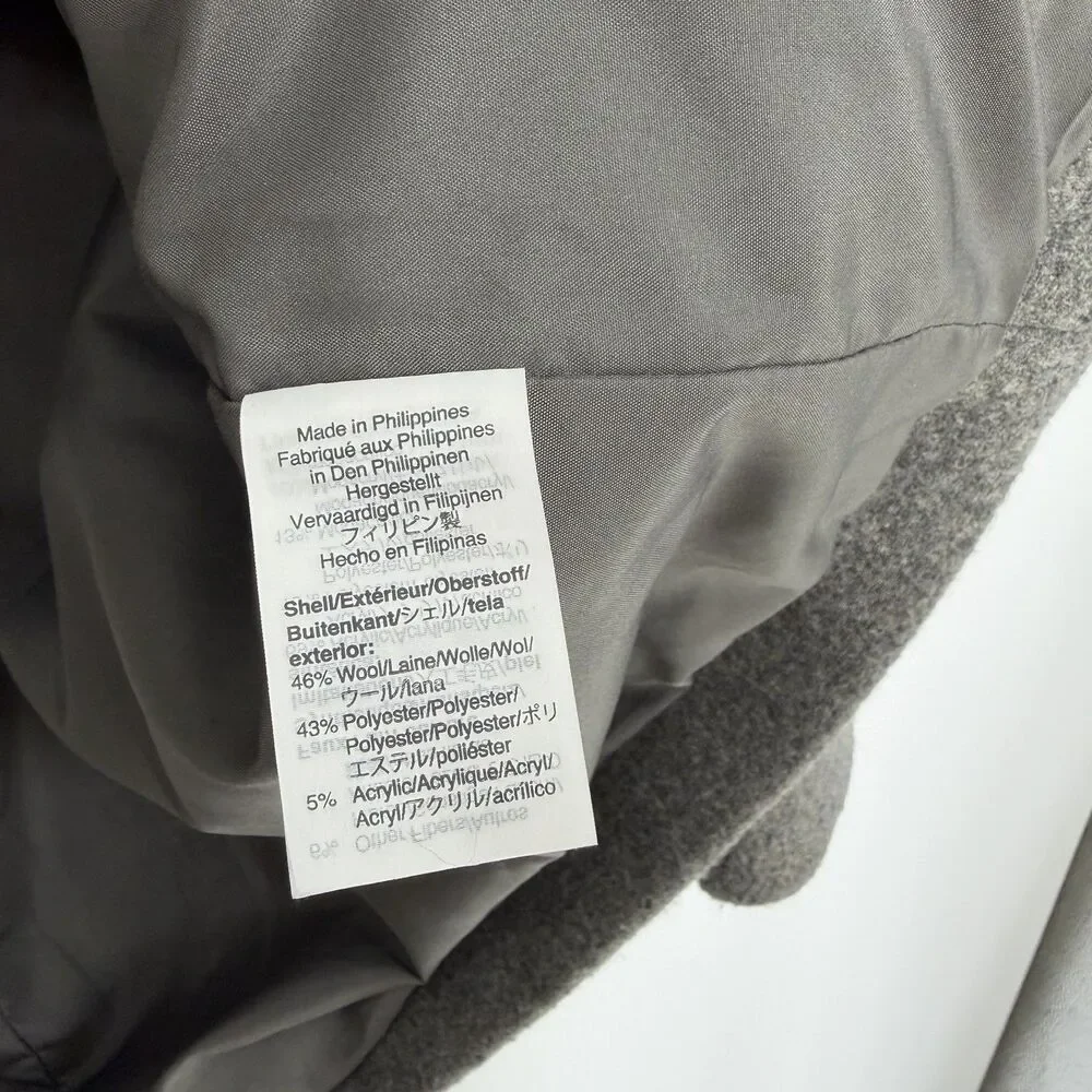 J Crew Vail Parka Coat Size 8 Heather Gray Faux Fur Hood Wool Jacket Lined Warm - Picture 7 of 9